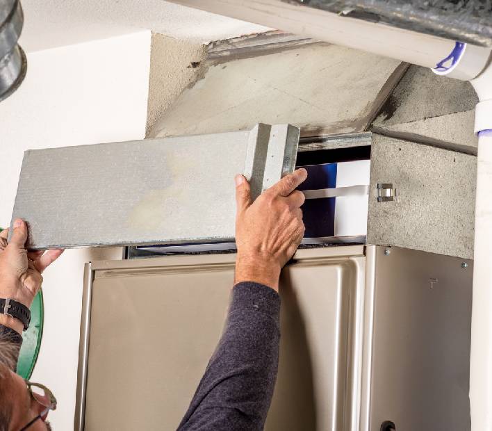 Removal of furnace access door for filter